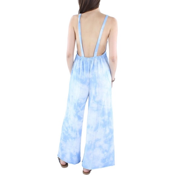 Anthropologie Maronie size L wide leg knit jumpsuit in a tie dye blue. - Picture 2 of 5